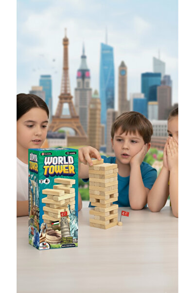 TOTTERİQ World Tower Knowledge Educational 54 Piece Balance Game Penal Jenga