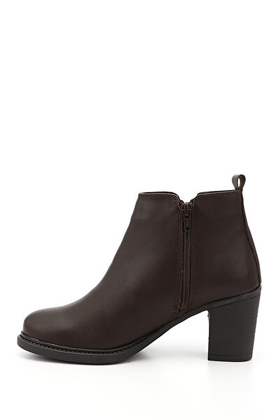 GÖNDERİ(R) Kadın / Kız Kahve Antik Fermuarlı Kalın Topuklu Bot