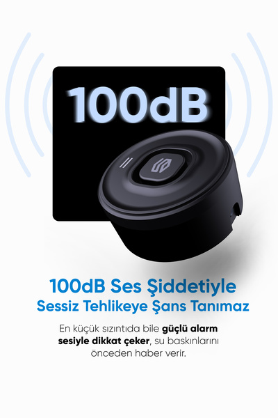 Şımart Akıllı Su Kaçağı Dedektörü Problu, 100dB Alarm Sesli, Uygulama Bildirimli