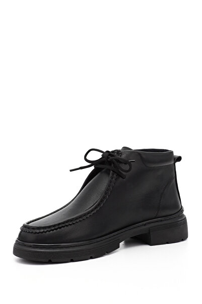 GÖNDERİ(R) Women's Black Lace-Up Genuine Leather Comfort Boots