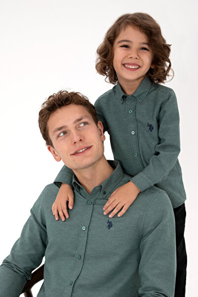 U.S. Polo Assn. Erkek Koyu Yeşil Uzun Kollu Basic Gömlek 50316723-VR079