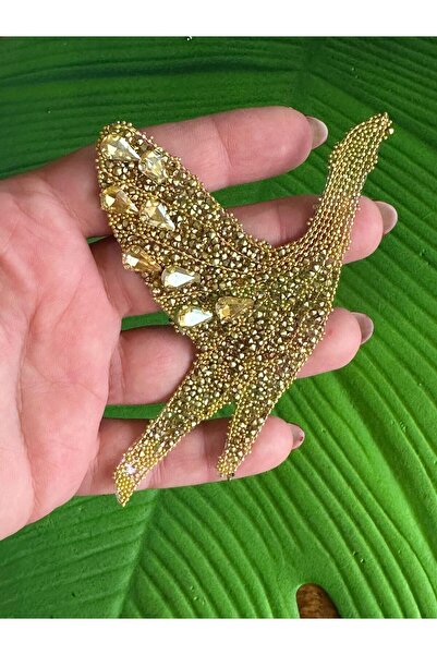 Gönülden Tasarım 12x7 cm Accesoriu de îmbrăcăminte pentru păsări din piatră adezivă cu fier de călcat - auriu