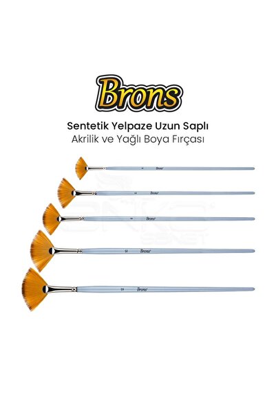 Brons Sentetik Yelpaze Uzun Saplı Fırça BR-2073