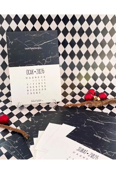 Bikutumutluluk 2026 SİYAH MERMER MOTTOLU MASA TAKVİMİ