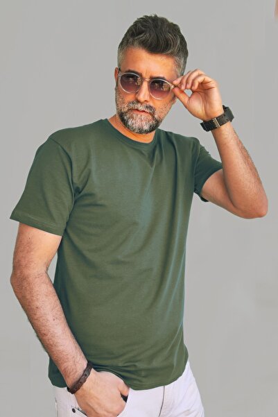 Vien&Karl Erkek Petrol Mavi Slim Fit Bisiklet Yaka Pamuk Elastan Basic Tişört