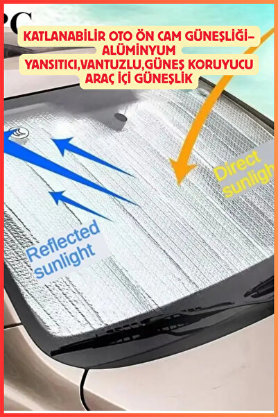 FASPOOR Parasolar pliabil pentru parbriz auto – reflectorizant din aluminiu, ...