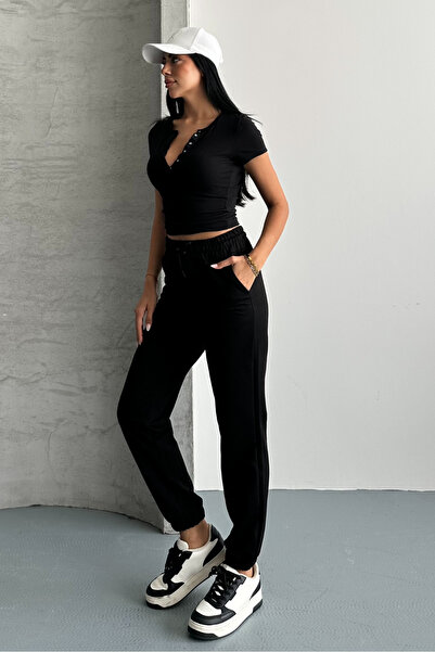 macharel jeans Women's 2 Thread Pocket Elastic Tight Sweatpants