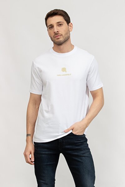 Karl Lagerfeld Erkek Bisiklet Yaka T-Shirt Beyaz
