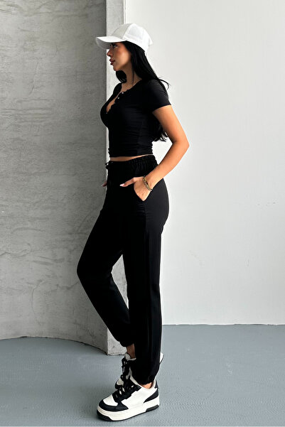 macharel jeans Women's 2 Thread Pocket Elastic Tight Sweatpants