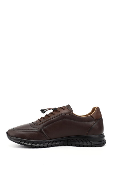 GÖNDERİ(R) Men's Brown Lace-Up Rubber Sole Genuine Leather Sneakers