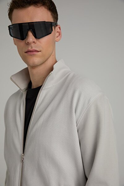 Brand Up Jakarlı Dik Yaka Fermuarlı Sweatshirt