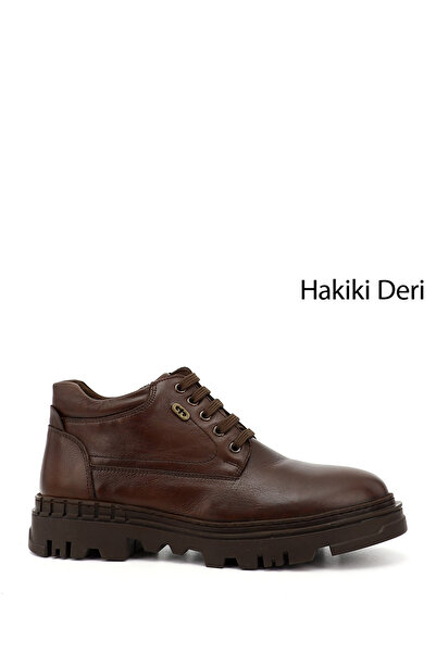 GÖNDERİ(R) Men's Brown Zippered Thermo Sole Genuine Leather Boots