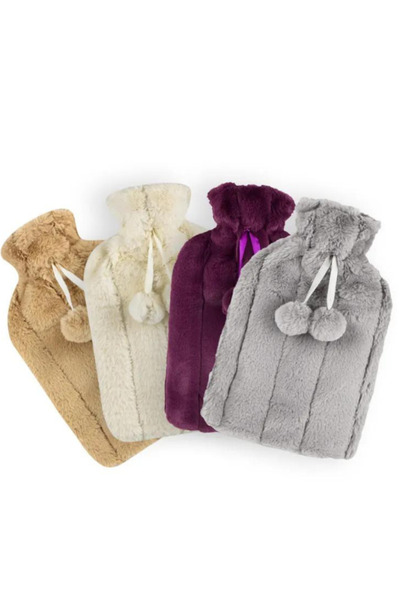 Janissary Peluş Kılıflı Sıcak Su Torbası Ponponlu Yumuşak Kılıflı Yıkanabilir 2 Lt "RENK KARIŞIK GÖNDERİLİR"