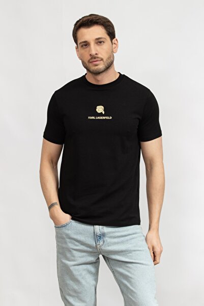 Karl Lagerfeld Erkek Bisiklet Yaka T-Shirt Siyah 755461551235 T-SHIRT CREWNECK