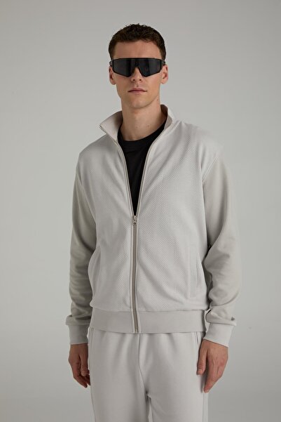 Brand Up Jakarlı Dik Yaka Fermuarlı Sweatshirt