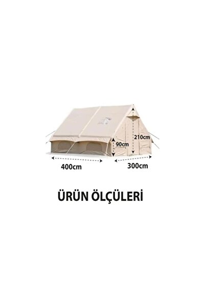 Genel Markalar 420D Oxford 12 Kişilik 4 Mevsim Soba Çıkışlı Şişme Kamp Çadırı – Pompalı, 400X300X210 cm