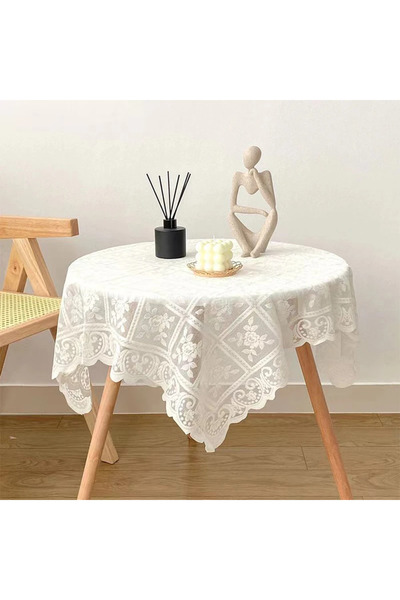 Choice مفرش طاولة دائري عتيق مطرز بالدانتيل مقاس 60×60 سم، مصنوع من البوليستر بلون سادة، متين بنسبة 100%، مناسب لديكور المنزل
