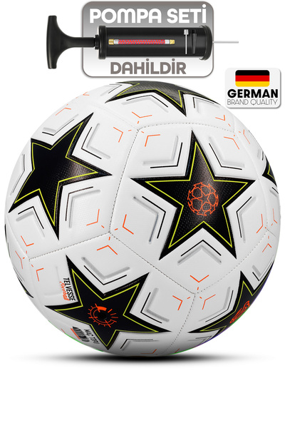 Telvesse Professional Soccer Ball 2025 Champions League Pump Hard Ground Carpet Field Football Ball No:5 Black