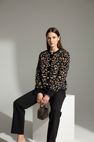 ENDAMIM سترة قصيرة رقيقة بنقشة الفهد للاستخدام الموسمي