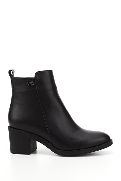 GÖNDERİ(R) Γυναικείες/Κοριτσίστικες μαύρες μπότες με χοντρό τακούνι με φερμουάρ