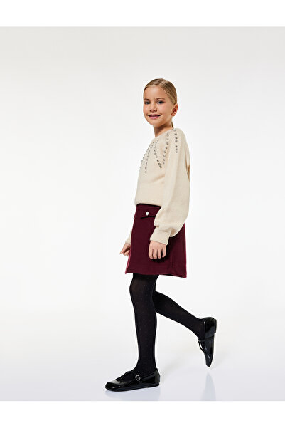 Koton Fusta din tweed cu talie elastică în formă de A cu detaliu de buzunar