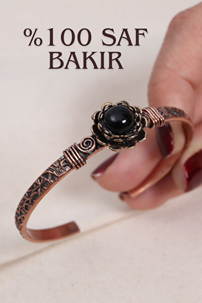 Süspüs Accessories سوار نحاسي نقي أصلي على شكل زهرة مرصع بحجر الفيروز