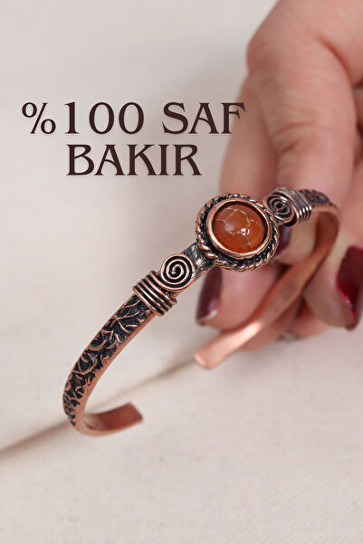 Süspüs Accessories سوار نحاسي أصلي مرصع بحجر عين النمر