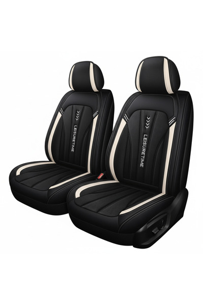 No branded Set complet de huse pentru scaune auto, alb-negru, piele Nappa res...