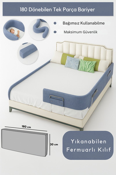 Dizanor Yeni Nesil 180 cm Tek Parça Yatak ve Beşik Güvenlik Bariyeri