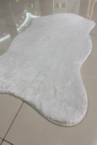 aymira Home Beyaz Post Halı Peluş Tavşan Tüyü Hissi Yıkanabilir Banyo Koridor Yolluk Oda Post