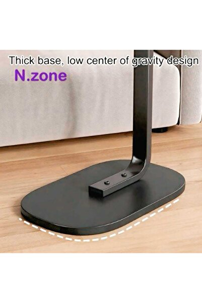 Generic طاولة قهوة عصرية من أربع قطع | طاولة جانبية على شكل حرف C بسطح خشبي أسود وإطار معدني أسود