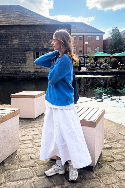 CHUBA Women's Crew Neck Soft Textured Knitwear Sweater Blue 26W3032