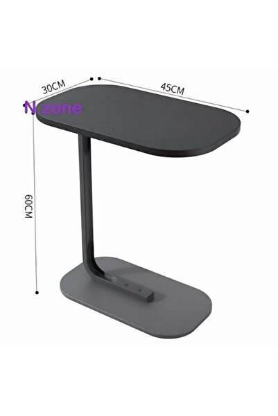 Generic طاولة قهوة عصرية من أربع قطع | طاولة جانبية على شكل حرف C بسطح خشبي أسود وإطار معدني أسود