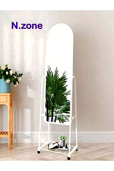 Generic مرآة كاملة الطول مع حامل وعجلات  قابلة للتعديل مقاس 160x30سم باللون الأبيض