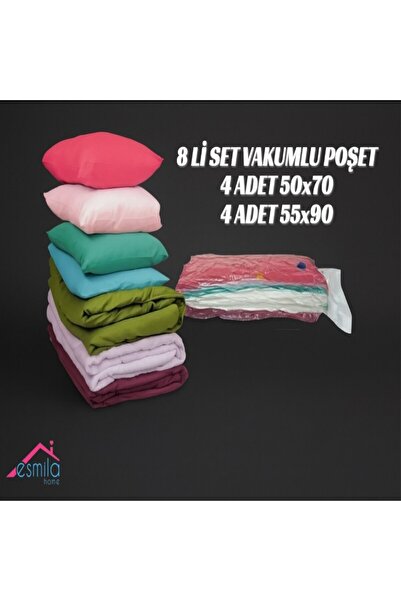 ESMİLA 8 Li Set Vakumlu Poşet HURÇ-4 Adet 50*70-4 Adet 55*90 Magic Saver Evin...