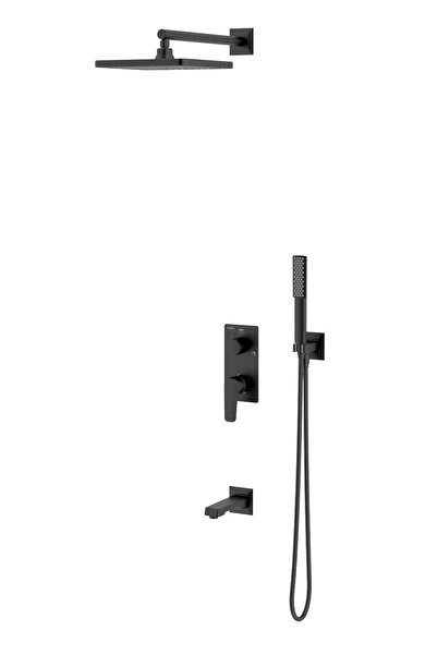 TESKA Ciera Pro Üç Yönlü Duş Seti-Full Siyah