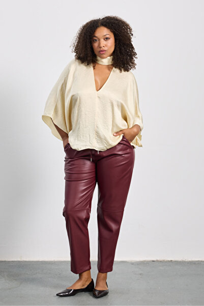 LUOKK MATEO Büyük Beden Jogger Pantolon Bordo