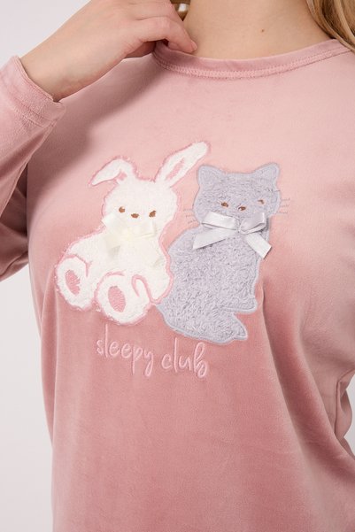 TURAY Stella Lauren Velvet Long Sleeve Women's Powder Pajama Set
