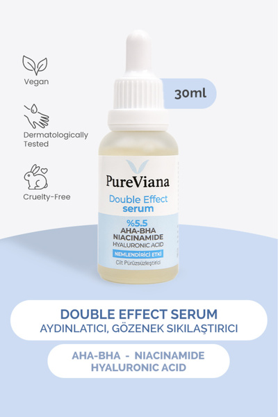 PureViana Double Effect Serum 30ml –AHA-BHA + Niacinamide– Aydınlatıcı, Gözen...