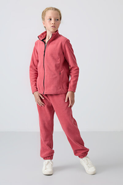 TOMMY LIFE Yaban Gülü Kalın Yumuşak Dokulu Standart Fit Nakışlı Polar Kız Çocuk Eşofman Alt - 75155