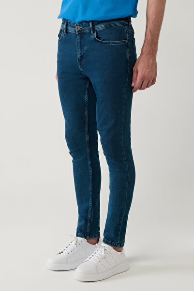 Avva Erkek Mavi Taş Yıkamalı Esnek Berlin Slim Fit Jean Pantolon B003526