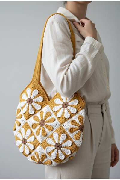 EHF LifeStyle RETRO DAISY EL ÖRGÜSÜ MOTİF ÇANTA