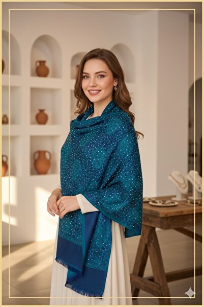 Hazard Şal cu model de piatră albastru-marin strălucitor-turcoaz