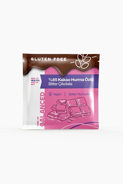 %85 Kakao Hurma Özlü Glütensiz Bitter Çikolata 40 Gr