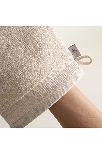 Ecocotton Towel Bath Washcloth 100% Cotton Curl Set of 2 with Covering Border Cream 15x20 Cm