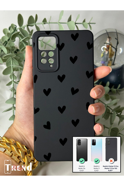 Çitlembik Case Xiaomi Redmi Note 11 / 11s Uyumlu Kalp Desen Tasarımlı Yüksek Kalite Lansman Içi Kadife Kılıf