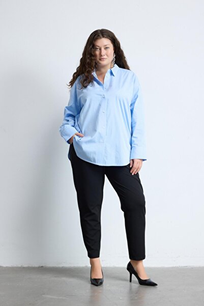 LUOKK NAIA Beli Lastikli Havuç Kesim Büyük Beden Pantolon Siyah