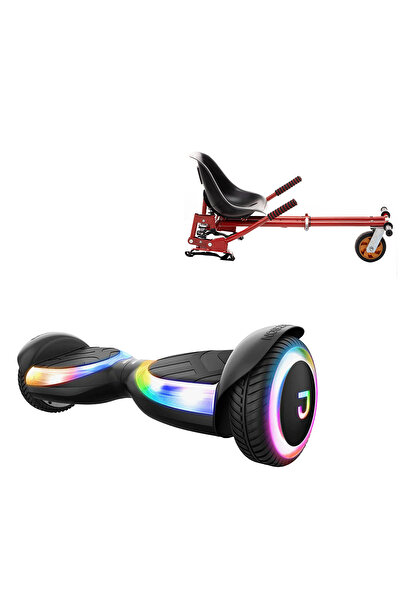 Smart Balance 6.5 inch Hoverboard Package with Red Seat with Suspension, Jetson Prism Black Plus