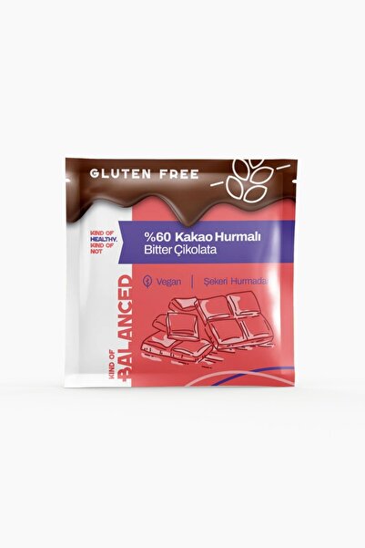 %60 Kakao Hurmalı Glütensiz Bitter Çikolata 40 Gr