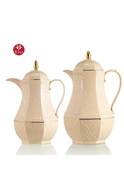 Rose Classic pattern tea and coffee thermos set consisting of 2 rose thermoses, 624 capacity (600 ml) coffee and 1 liter tea